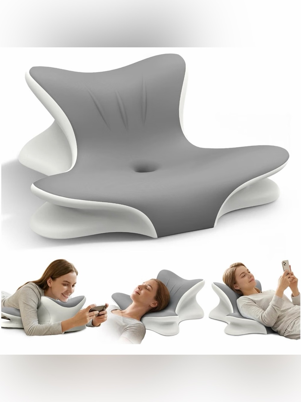 Cervical Neck Pillow for Pain Relief, Ergonomic Reading Pillow for Bed
